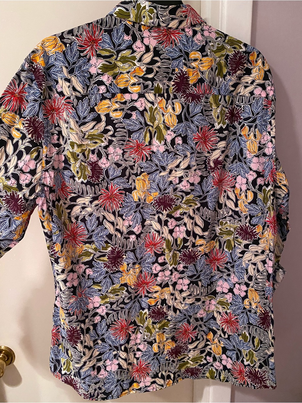 H&M Black Floral Button-Up Shirt with Multicolor Floral Print